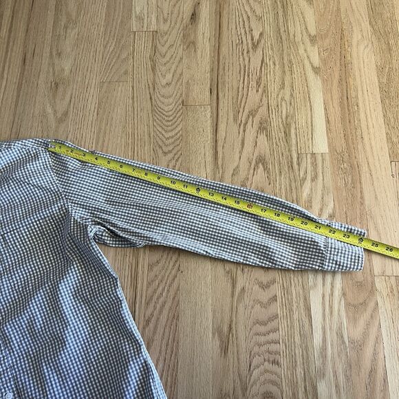 J.Crew Shirt Mens Size M Taupe White Gingham Check Button Down Classic Stretch - Picture 8 of 9